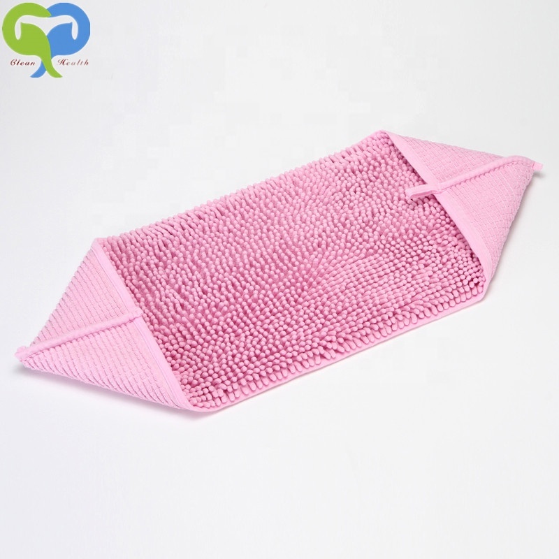 PINK 80x35cm Pet Bath Towel Ultra Soft Microfiber Chenille Dog Dry Towel Hand Pockets Super Absorbent Durable Quick Drying Towel