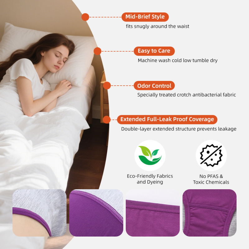 Bragas menstruales Aidingcare para mujer, de algodón y bambú, transpirables.