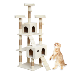 Venta al por mayor de varios niveles Cat Tree Cat Furniture Condo para gatos grandes con percha de felpa acolchada