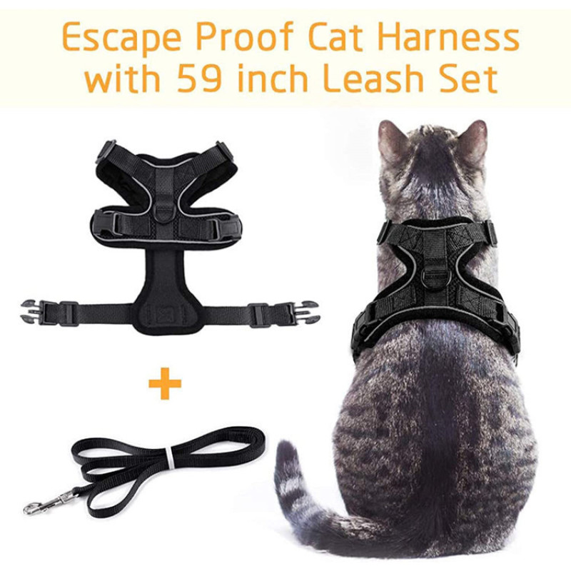 Breathable Escape Proof Safe Adjustable Kitten Cat Harness and Leash Set for Walking
