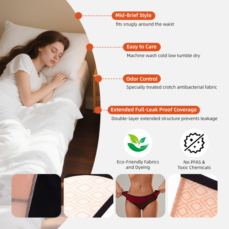 Bragas menstruales reutilizables de cintura alta para mujer de Aidingcare