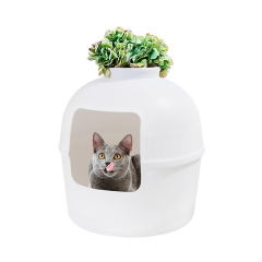 Recinto de caja de arena oculta de plástico oculto multifuncional al por mayor con plantas dobles como muebles para gatos
