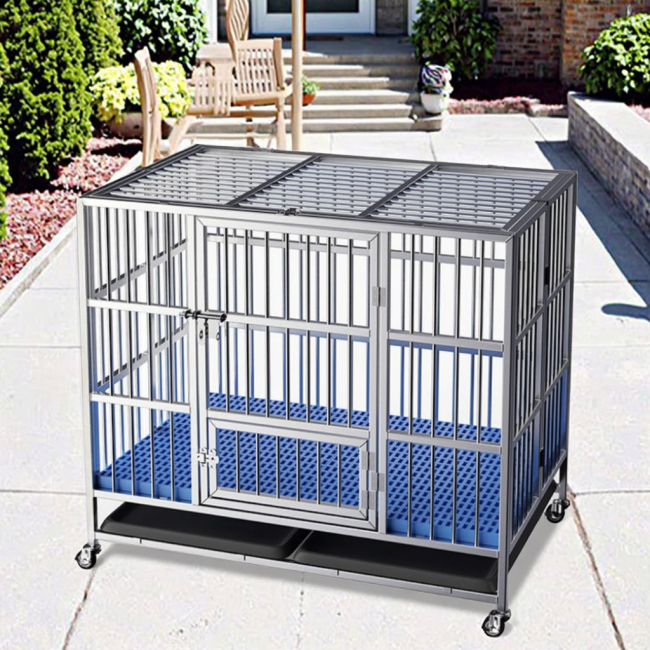 Wholesale Pet Supplies Luxury Foldable Collapsible Metal Dog Cage Stainless Steel Big Stacking Dog Crate