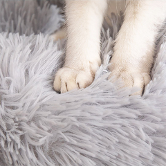 子犬犬ウォッシャブルプラッシュソフトドーナツ型ベッド整形外科落ち着くファジーペットベッド