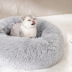 Cachorro Perro Lavable Felpa Suave Donut Forma Cama Ortopédica Calmante Fuzzy Pet Bed