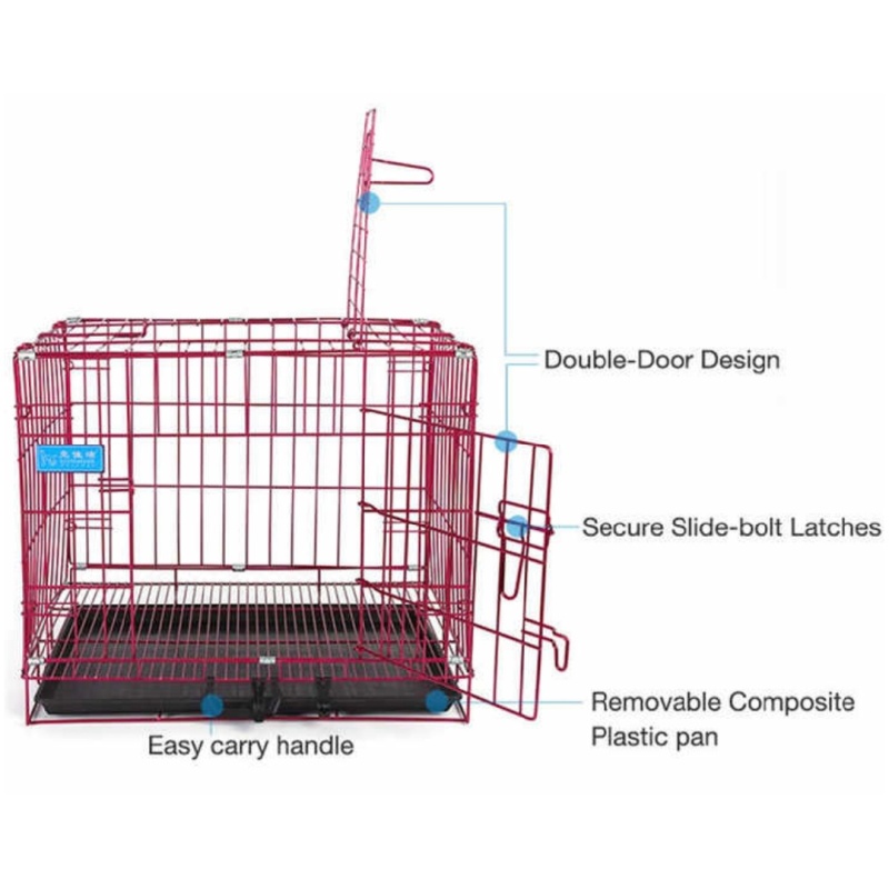 Multifunction Thick Dog Crate Double Door Nano-coating Finish Strong Portable Folding Metal Wire Large Dog House Dog Crate