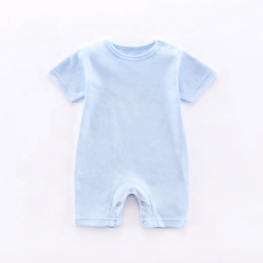 Ropa de una pieza Unisex, mono de manga corta de algodón orgánico para bebé (niño o niña), mono liso liso, traje de pijama