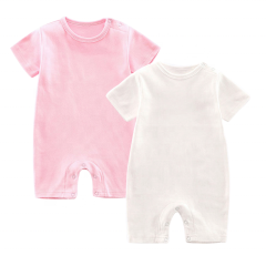 Ropa de una pieza Unisex, mono de manga corta de algodón orgánico para bebé (niño o niña), mono liso liso, traje de pijama