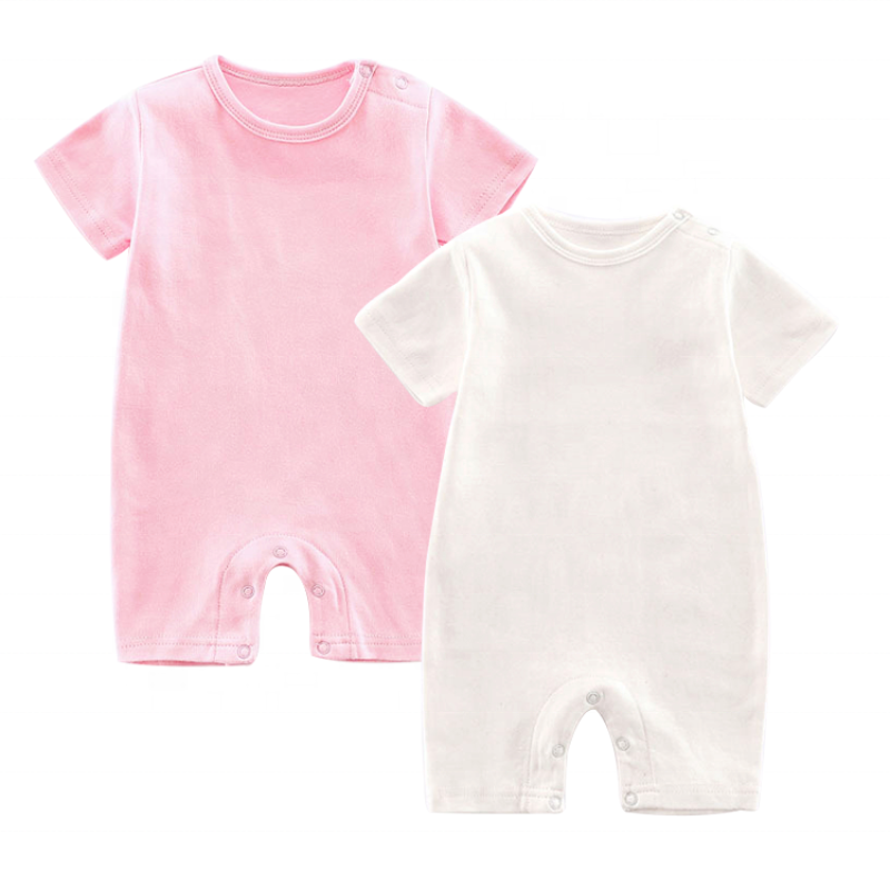 Unisex One Piece Clothes short sleve organic cotton Baby Boy Girl Newborn Romper Solid Plain Jumpsuit Bodysuit Pajama Outfit