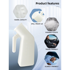 Wholesale Home Care Male Portable Chamber Pot Urinal Eco-Friendly PP Material 1000mL Bedridden Users