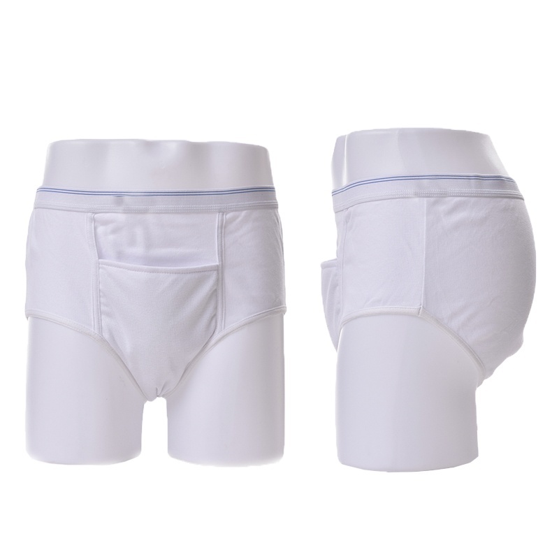 100%cotton men's washable incontinence underwear protective briefs