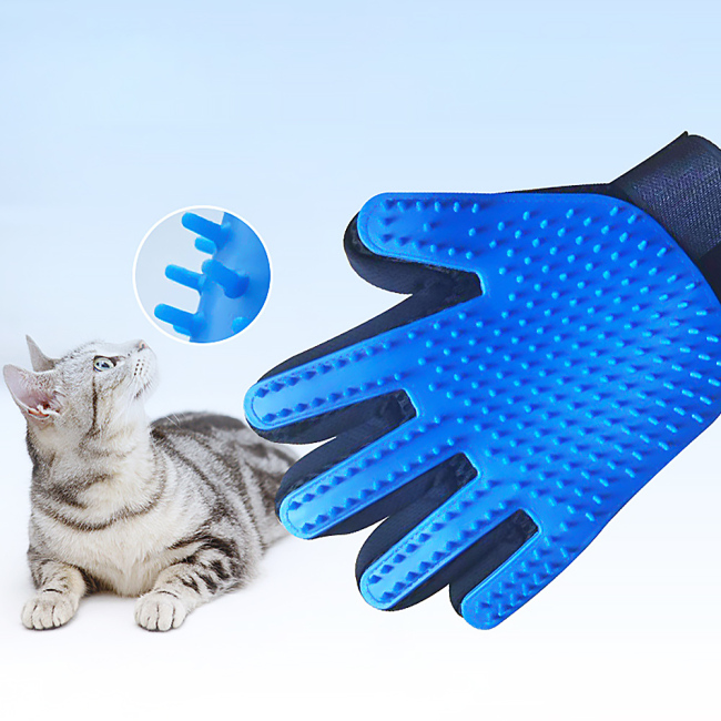 En Stock 259 uñas azul cepillo de limpieza para mascotas guantes de aseo para mascotas para depilación de animales pequeños
