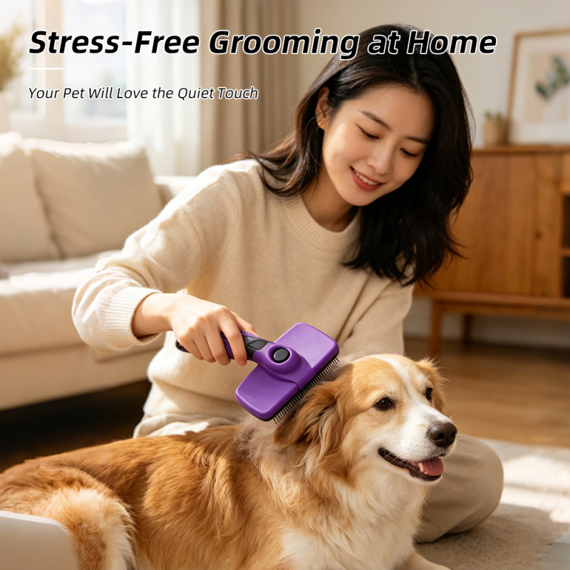 Wholesale Self Cleaning Stainless Steel Slicker Brush Eco-Friendly Easy to Clean Pet Grooming Tool for Dogs & Cats Shedding