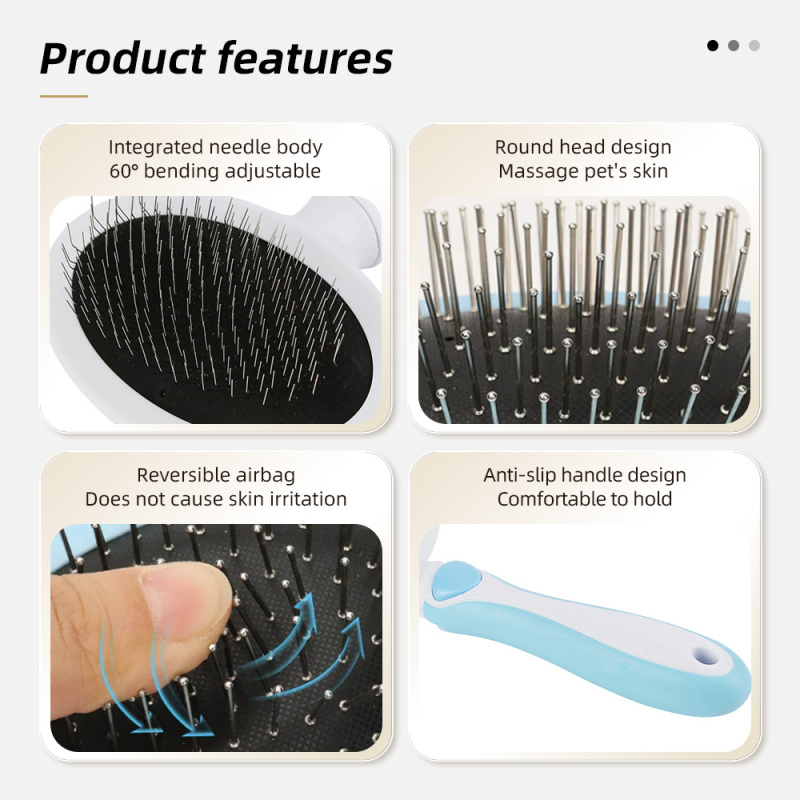 Wholesale Self Cleaning Stainless Steel Slicker Brush Eco-Friendly Easy to Clean Pet Grooming Tool for Dogs & Cats Shedding