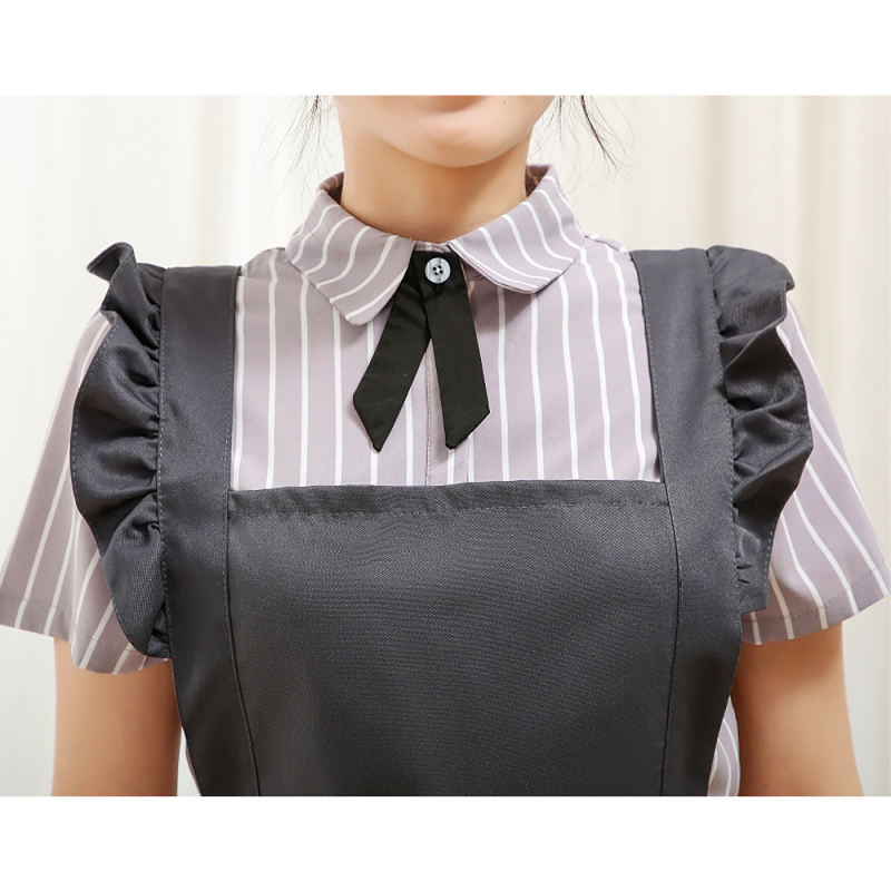 Queenhe Hot Sale Polyester Kitchen Aprons Embroidered Ruffle Apron