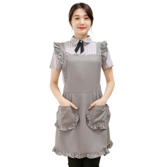 Queenhe Hot Sale Polyester Kitchen Aprons Embroidered Ruffle Apron