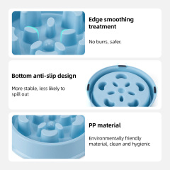 Wholesale Non-slip Plastic Slow Feeder Bloat Stop Dog Food Bowl with Funny Pattern for Small and Medium Dogs