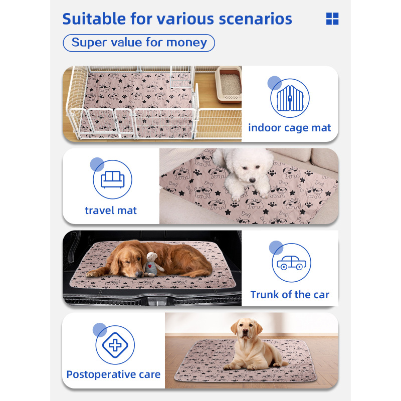 Tapis absorbants pour chiens en PVC, réutilisables, écologiques et au design mignon, en gros. Grande taille (31.5 x 35.5 pouces), lavables. Tapis d'apprentissage pour animaux de compagnie.