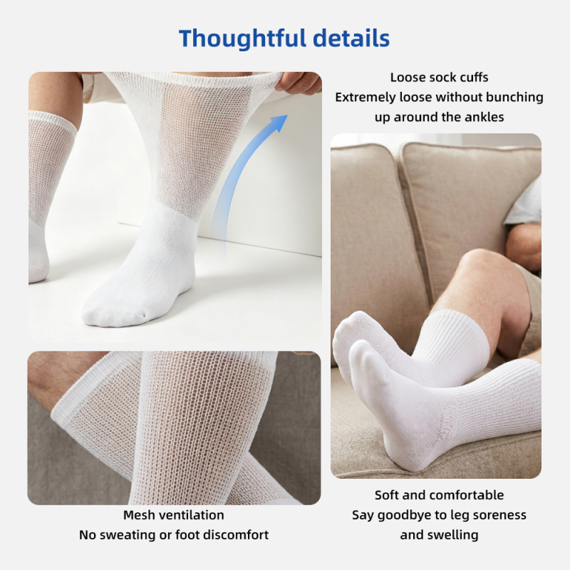 Loose Fit Top Non Slip Diabetic Socks for Sensitive Blood Circulation