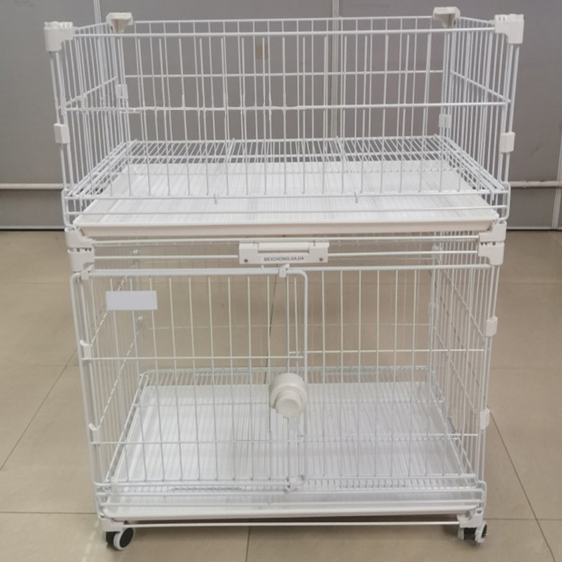 Wholesale Multifunctional Pet Cage Foldable Movable Rolling Removable Metal Classic Solid Button Breathable Rest House for Dogs