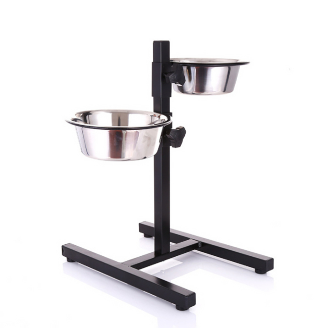 Wholesale Pet Dog Bowls Elevated Double Stainless Steel Pet Bowl With Iron Stand