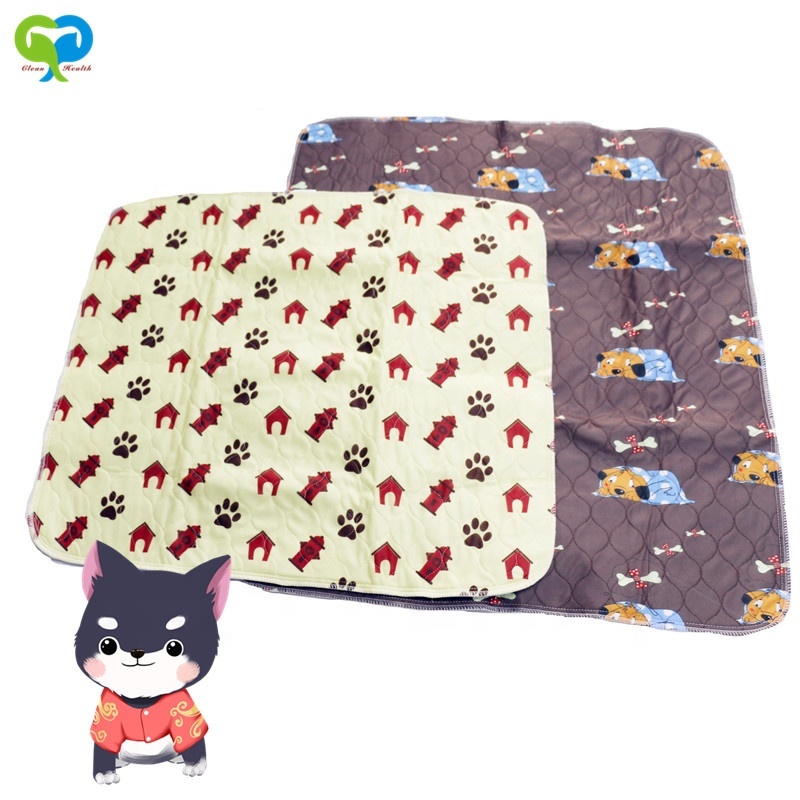 Large Size 3 layer  Reusable Printed Super Absorbent Waterproof Non Slip  Pet Training Dog Pee Pads