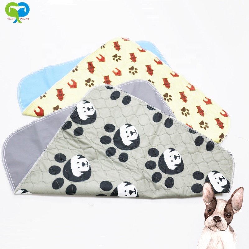 Large Size 3 layer  Reusable Printed Super Absorbent Waterproof Non Slip  Pet Training Dog Pee Pads