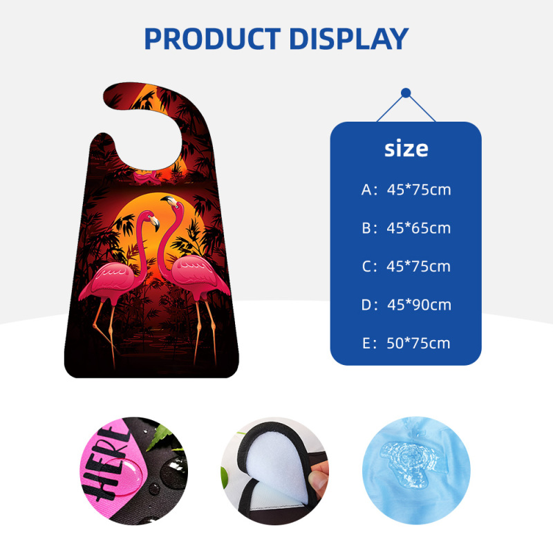 Wholesale Washable Rose Prints Adult Bib Reusable Waterproof Adult Bib With Optional Crumb Catcher