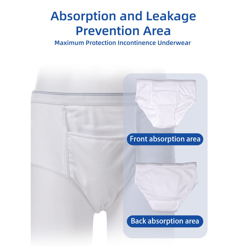Men's Incontinence Underwear Eco-Friendly Recyclable Sensitive Skin Suitable Strong Absorption Fast Absorption Large Capacity