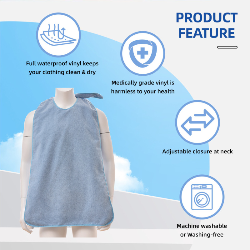 Hot Sale Fashionable Reusable Durable Washable Lightweight Breathable Adult Waterproof Bib Apron for Elderly Men and Women