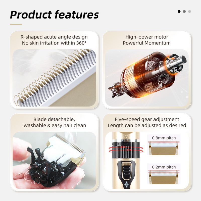 Wholesale Eco-Friendly Plastic Dog Shaver Clippers Low Noise Rechargeable Cordless Electric Quiet Hair Clippers Set for Dogs