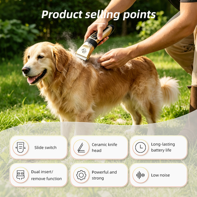 Wholesale Eco-Friendly Plastic Dog Shaver Clippers Low Noise Rechargeable Cordless Electric Quiet Hair Clippers Set for Dogs