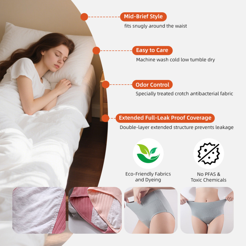 Pack de bragas menstruales reutilizables y transpirables para mujer de Aidingcare