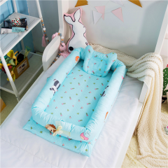 Baby Lounger for Bed,Breathable Baby Bed - 100% Cotton Portable Sleeping Cribs & Cradles Lounger Cushion for Bedroom Travel