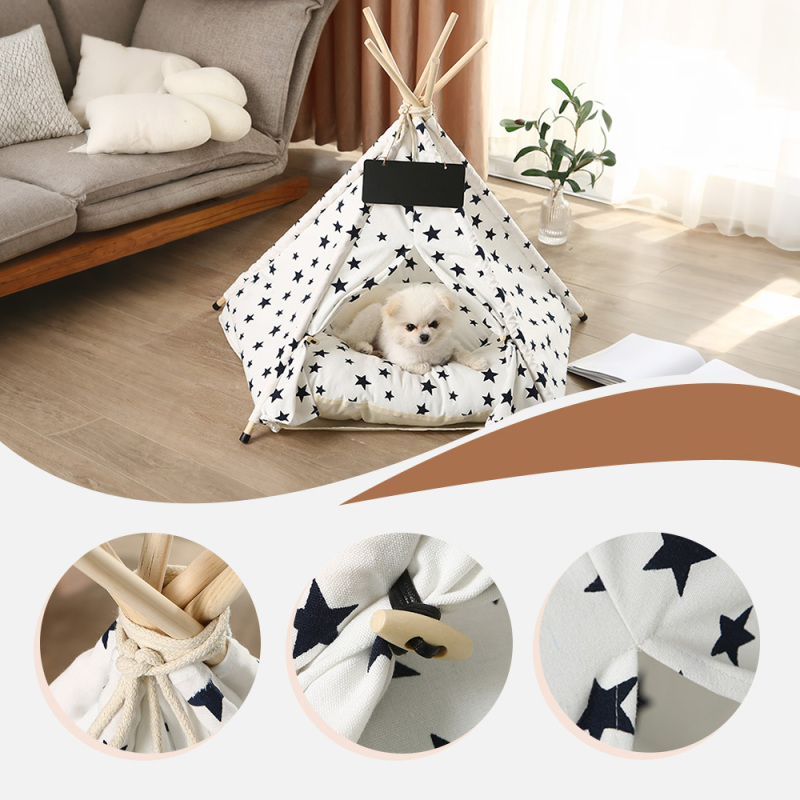 Wholesale Washable Pet Bed Pet Tent Bed Indoor Outdoor Puppies House Pet Teepee With Cushion for Dogs and Cats