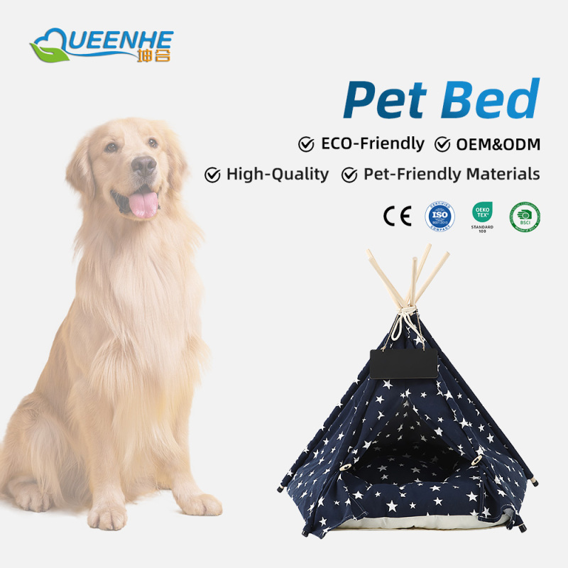 Wholesale Washable Pet Bed Pet Tent Bed Indoor Outdoor Puppies House Pet Teepee With Cushion for Dogs and Cats
