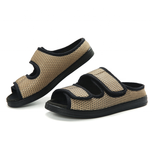 New spring and summer mesh slippers, wide and swollen feet, big bone shoes, soft and comfortable cloth shoes that can be opened