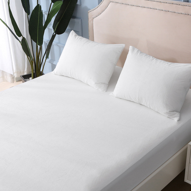 Full Size Soft Breathable Bamboo Terry Mattress Protector Waterproof Noiseless Bed Cover Knitted Technique for Hospital Use