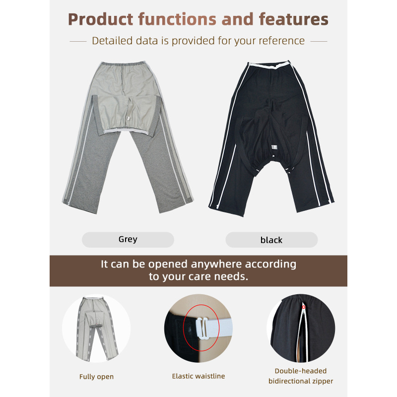 Home & Hospital Nursing Incontinence Pants with Open Crotch Full Opening Patient Gowns for Staff Uniforms