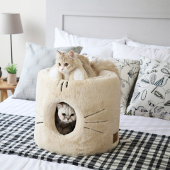 ペットハウス ケーブベッド 小中型猫用 子犬用ベッド 取り外し可能なクッション付き
