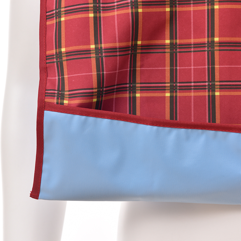 Red Lattice Pattern  Waterproof Backing Mealtime Clothing Protector Adult Bibs AB-236-B