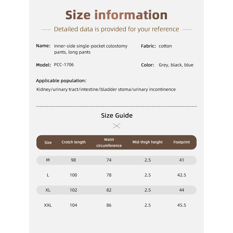 Wholesale Inside Single Pocket Long Fistula Pants Patient Pant Elderly Patient Care Clothes Suit for Fracture Bedridden Patients
