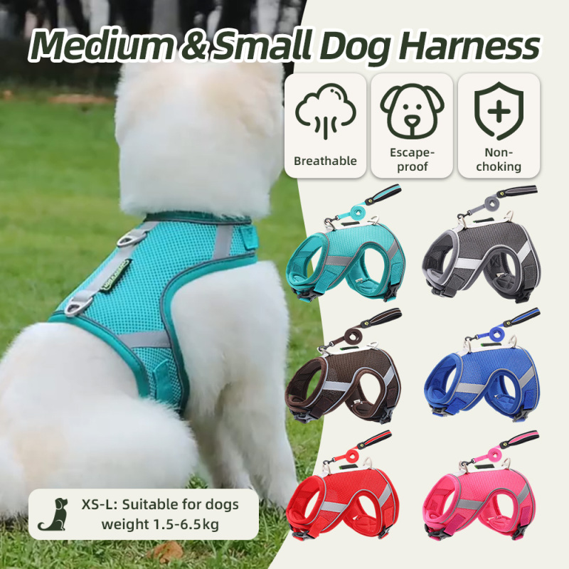 Wholesale Pet Supply Reflective Dog Harnesses  Adjustable Breathable Sport Harness with Handle