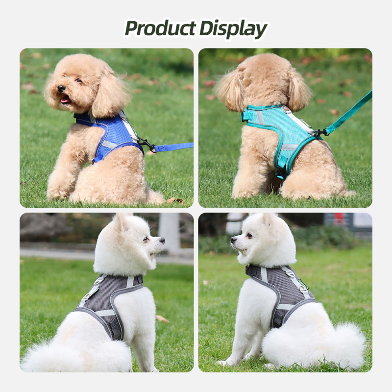 Wholesale Pet Supply Reflective Dog Harnesses  Adjustable Breathable Sport Harness with Handle