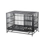 Wholesale Pet Supplies High Quality 48 Inch Stackable Transport Dog Kennel Cage Foldable Oval Iron Pipe Dog Cage With Pet Bowl