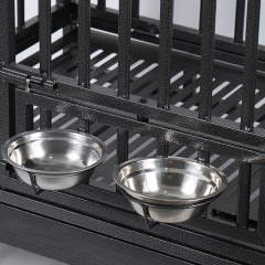 Wholesale Pet Supplies High Quality 48 Inch Stackable Transport Dog Kennel Cage Foldable Oval Iron Pipe Dog Cage With Pet Bowl