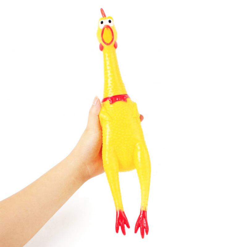 Funny Yellow Screaming Rubber Chicken Squeaky Bite Chew Dog Toys Crazy Chicken Toys tricky toy