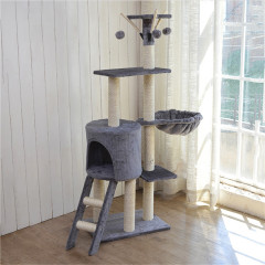 Wholesale Outdoor Cat Condo Tree Tower Kitten Wooden High Quality Elegant Plush Wood Cat Platform Cat Tree