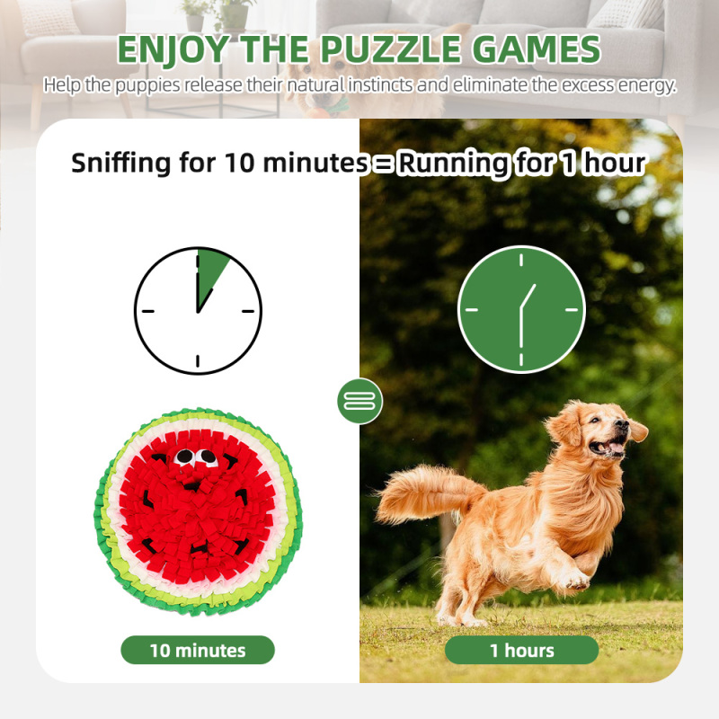 Wholesale Pet Product Dog Snuffle Mat Watermelon Shape Food Hiding Dog Mat Interactive Snuffle Mat