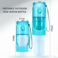 Dispensador portátil de botellas de agua para perros 2 en 1, botella de agua retráctil a prueba de fugas para perros con función de bebida y alimentación
